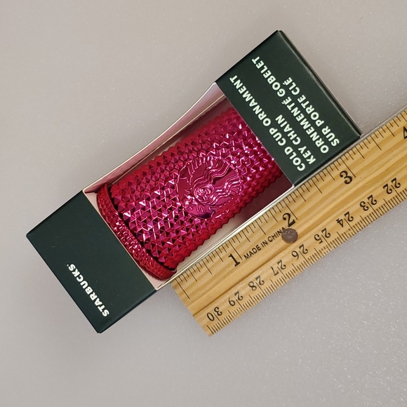 Starbucks cold cup ornament key chain metallic pink magenta Christmas Collect - Picture 2 of 7